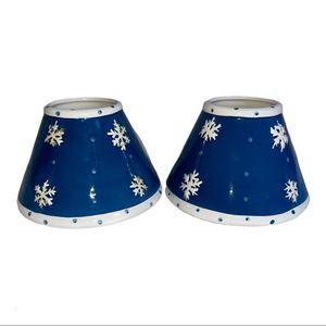 Ceramic Christmas Snowflake Candle Toppers Set (2)
